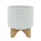 Kingston Living Textured Ceramic Planter with Stand - 8" - White